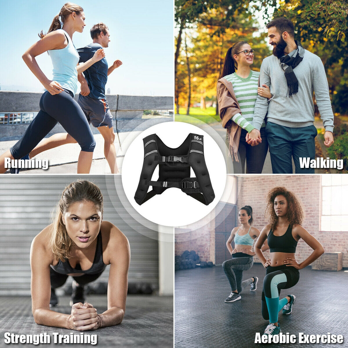Training Weight Vest Workout Equipment with Adjustable Buckles and Mesh Bag-20 lbs