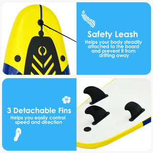 6 Feet Surfboard with 3 Detachable Fins-Yellow