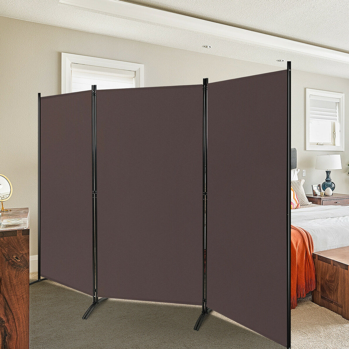 3-Panel Room Divider Folding Privacy Partition Screen for Office Room-White