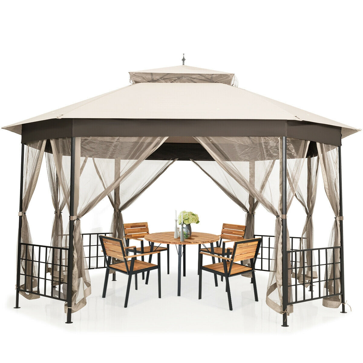 10 ™x 12 ™ Octagonal Patio Gazebo-Brown