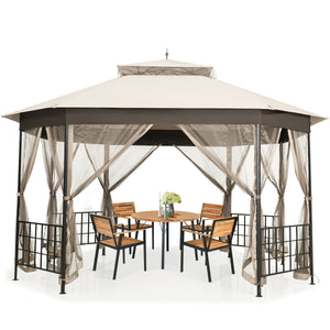 10 ™x 12 ™ Octagonal Patio Gazebo-Brown