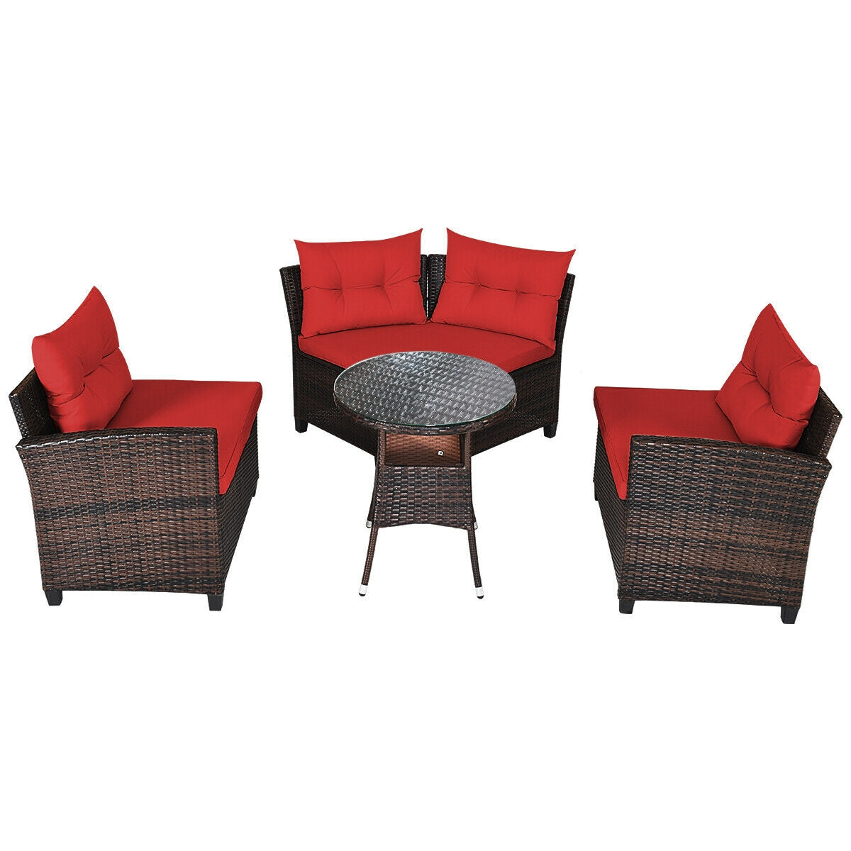 4 Pieces Furniture Patio Set Outdoor Wicker Sofa Set