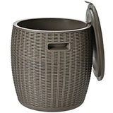 9.5 Gallon 4-in-1 Patio Rattan Cool Bar Cocktail Table Side Table-Black