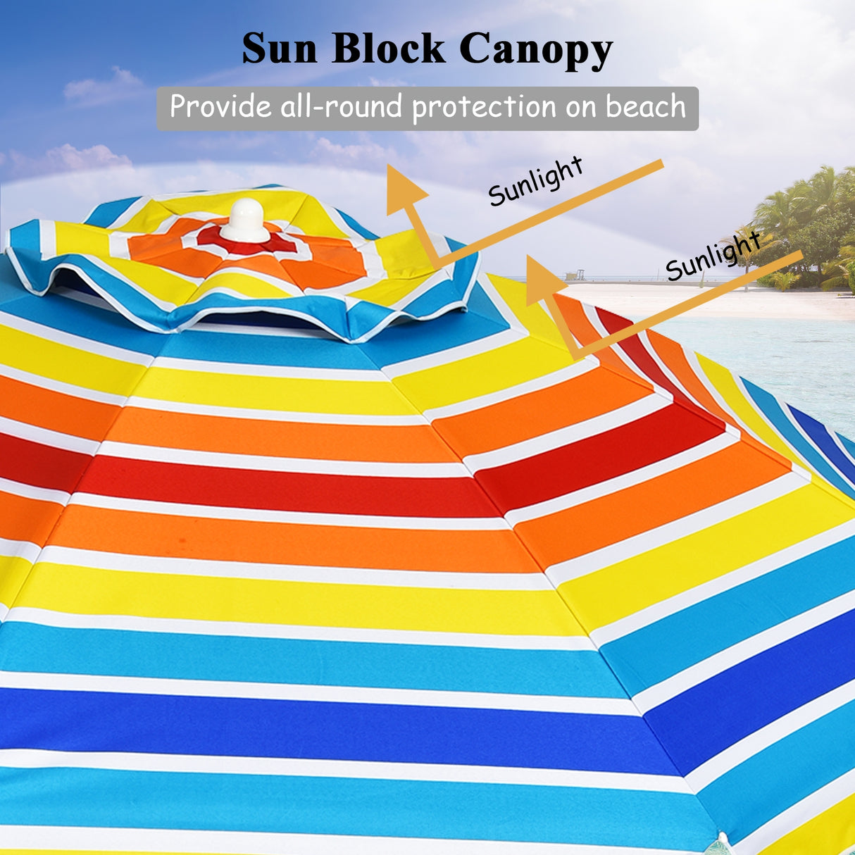 7.2 Feet Portable Outdoor Beach Umbrella with Sand Anchor and Tilt Mechanism-Navy