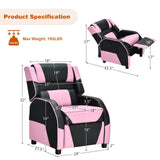 Kids Youth PU Leather Gaming Sofa Recliner with Headrest and Footrest-Red