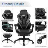 Adjustable Gaming Chair with Footrest for Home Office-Blue