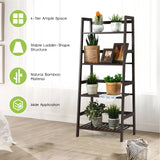 4-Tier Bamboo Plant Rack with Guardrails Stable and Space-Saving-Natural