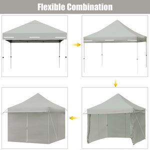 10 x 10 Feet Pop-up Gazebo with 5 Removable Zippered Sidewalls and Extended Awning-Blue