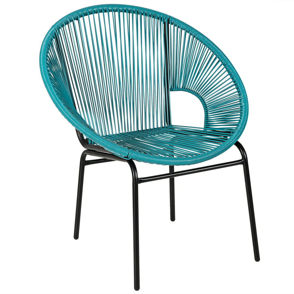 3PCS Patio Acapulco Furniture Bistro Set with GlassTable-Black