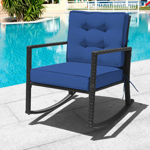Patio Rattan Rocker Outdoor Glider Rocking Chair Cushion Lawn-Orange