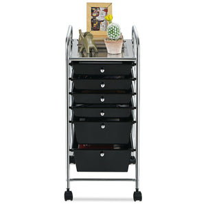 6 Drawers Rolling Storage Cart Organizer-Transparent Multicolor
