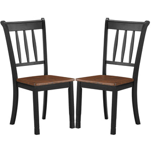 2 Pieces Solid Whitesburg Spindle Back Wood Dining Chairs-Black