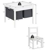 2-in-1 Kids Activity Table and 2 Chairs Set with Storage Building Block Table-Espresso