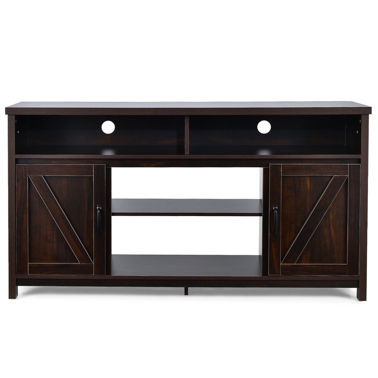 59 Inch TV Stand Media Center Console Cabinet with Barn Door for TV's 65 Inch-Black