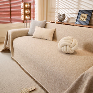 Natural Textured Linen Couch Cover, Breathable & Hypoallergenic Furniture Protector