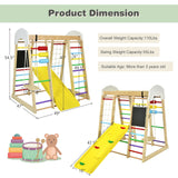 Indoor Playground Climbing Gym Wooden 8-in-1 Climber Playset for Children-Natural