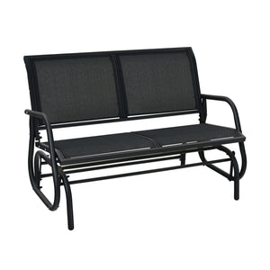 Swing Glider Chair 48 Inch Loveseat Rocker Lounge Backyard-Brown