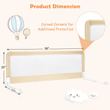 59 Inch Folding Breathable Baby Bed Rail Guard with Safety Strap-Blue
