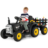 12V Ride on Tractor with 3-Gear-Shift Ground Loader for Kids 3+ Years Old-Green