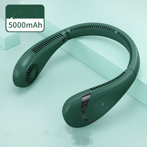 Lazy Outdoor Sports Portable Hanging Neck Fan Hanging Neck Fan USB Handheld Mute LED Digital Display Leafless Mini Electric Fan with LED Light 5 Gear Air Cooling Fans Digital Display Leafless Mini Electric Colorful