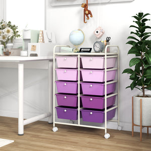 10-Drawer Rolling Storage Cart-Purple by DirectDeals