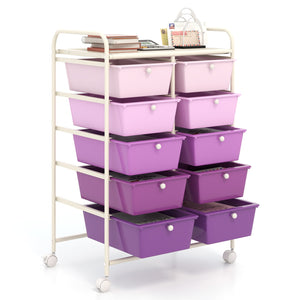10-Drawer Rolling Storage Cart-Purple by DirectDeals