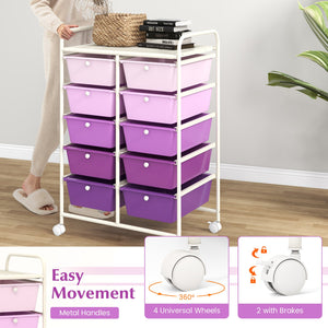 10-Drawer Rolling Storage Cart-Purple by DirectDeals