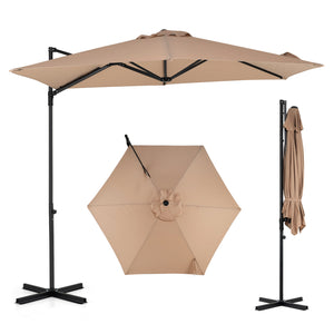 10 FT Cantilever Patio Umbrella with 360Â° Rotation for Garden-Tan