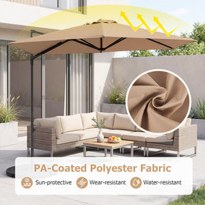 10 FT Cantilever Patio Umbrella with 360Â° Rotation for Garden-Tan