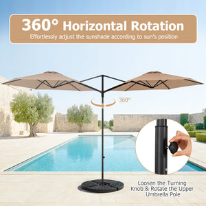 10 FT Cantilever Patio Umbrella with 360Â° Rotation for Garden-Tan