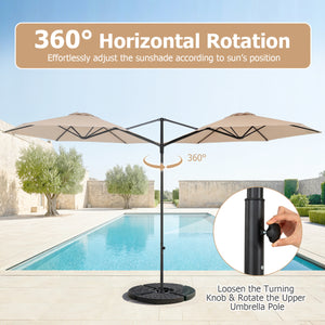 10 FT Cantilever Patio Umbrella with 360Â° Rotation for Garden-Beige