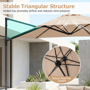 10 FT Cantilever Patio Umbrella with 360Â° Rotation for Garden-Beige