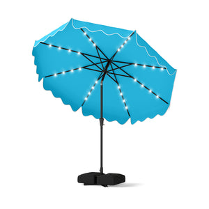 10 FT Outdoor Patio Umbrella with Solar LED Lights and Weighted Base-Turquoise