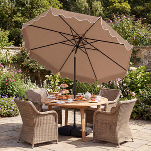 10 FT Outdoor Patio Umbrella with Solar LED Lights and Weighted Base-Brown