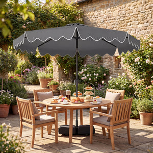 10 FT Outdoor Patio Umbrella with Solar LED Lights and Weighted Base-Gray