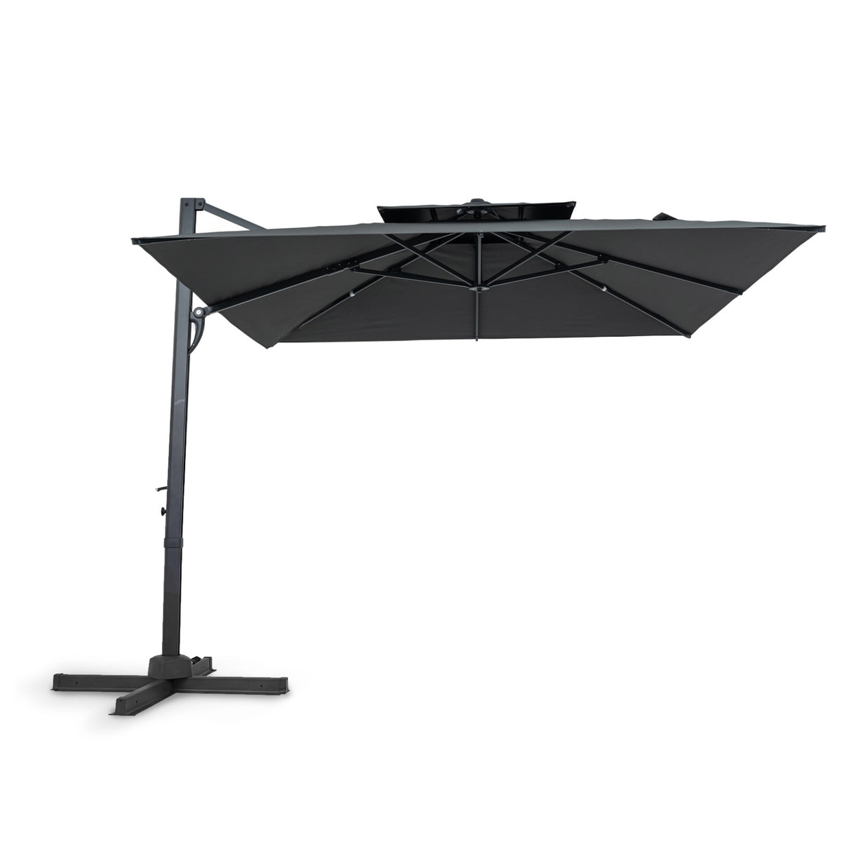 10 FT Patio Cantilever Umbrella with 360Â° Rotation and 8 Sturdy Ribs for Backyard-Gray