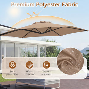 10 FT Patio Cantilever Umbrella with 360Â° Rotation and Air Vent for Backyard and Poolside-Tan