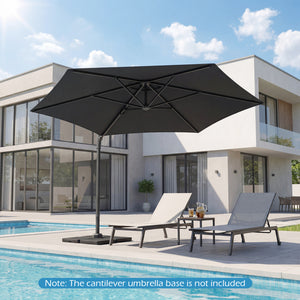 10 FT Patio Cantilever Umbrella with 360Â° Rotation and Air Vent for Backyard and Poolside-Gray