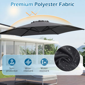 10 FT Patio Cantilever Umbrella with 360Â° Rotation and Air Vent for Backyard and Poolside-Gray