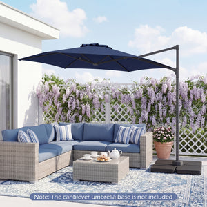 10 FT Patio Cantilever Umbrella with 360Â° Rotation and Air Vent for Backyard and Poolside-Blue