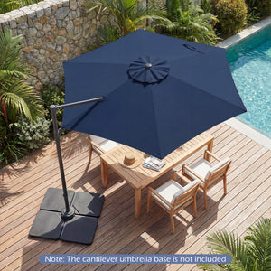 10 FT Patio Cantilever Umbrella with 360Â° Rotation and Air Vent for Backyard and Poolside-Blue