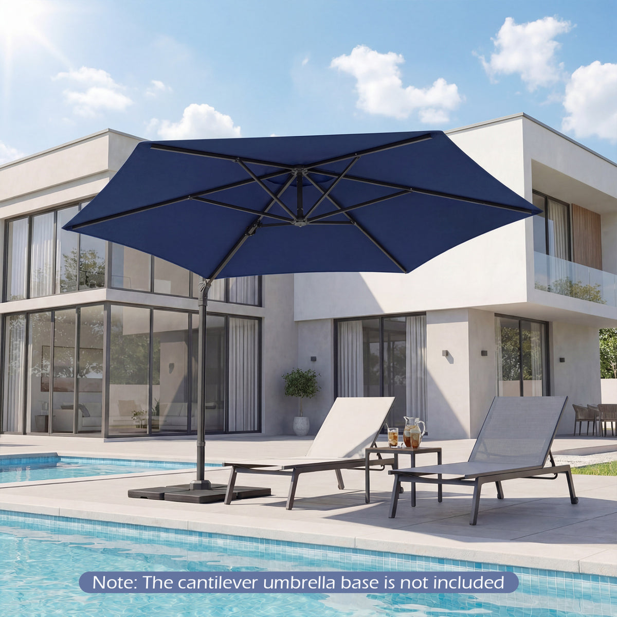 10 FT Patio Cantilever Umbrella with 360Â° Rotation and Air Vent for Backyard and Poolside-Blue