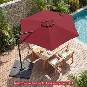 10 FT Patio Cantilever Umbrella with 360Â° Rotation and Air Vent for Backyard and Poolside-Wine