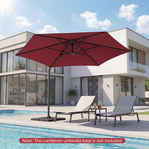 10 FT Patio Cantilever Umbrella with 360Â° Rotation and Air Vent for Backyard and Poolside-Wine