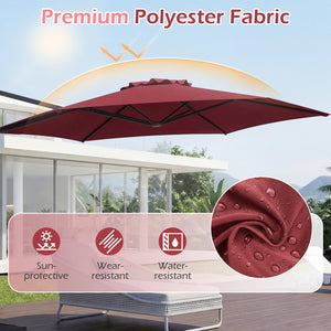 10 FT Patio Cantilever Umbrella with 360Â° Rotation and Air Vent for Backyard and Poolside-Wine