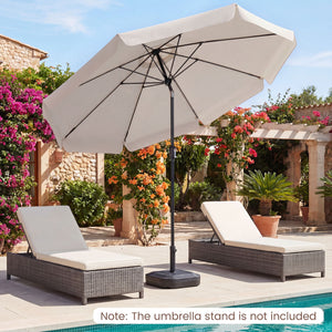10 FT Scalloped Patio Umbrella with Push Button Tilt and 8 Fiberglass Ribs-Beige