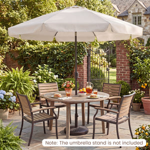 10 FT Scalloped Patio Umbrella with Push Button Tilt and 8 Fiberglass Ribs-Beige