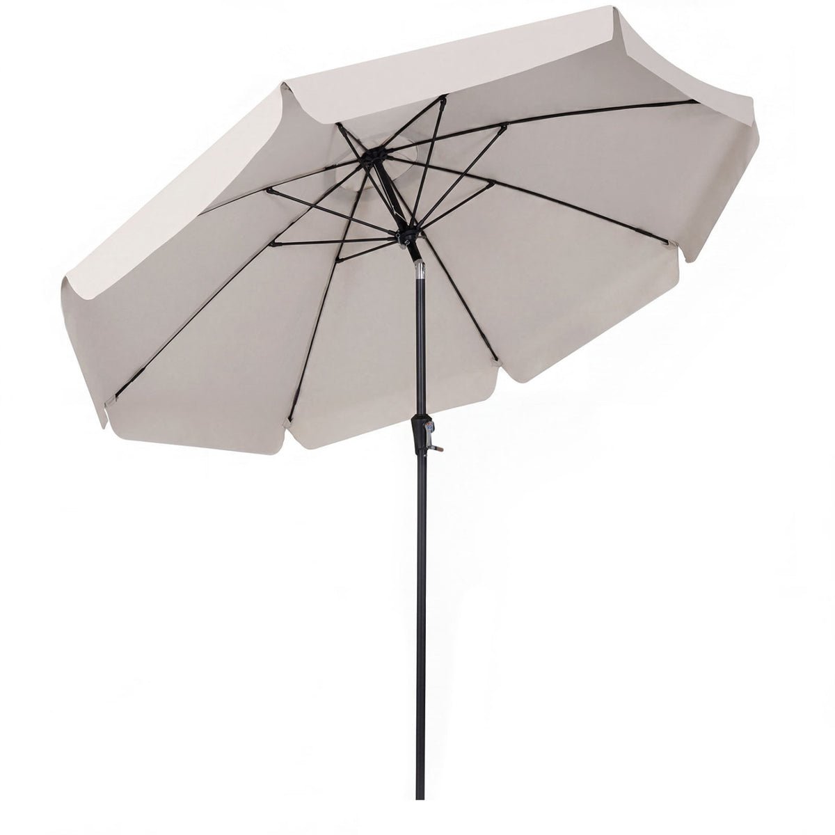 10 FT Scalloped Patio Umbrella with Push Button Tilt and 8 Fiberglass Ribs-Beige