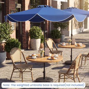 10 FT Scalloped Solar Patio Umbrella with 24 LED Lights and Tilt Adjustment-Navy