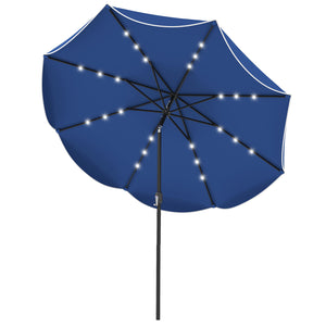 10 FT Scalloped Solar Patio Umbrella with 24 LED Lights and Tilt Adjustment-Navy